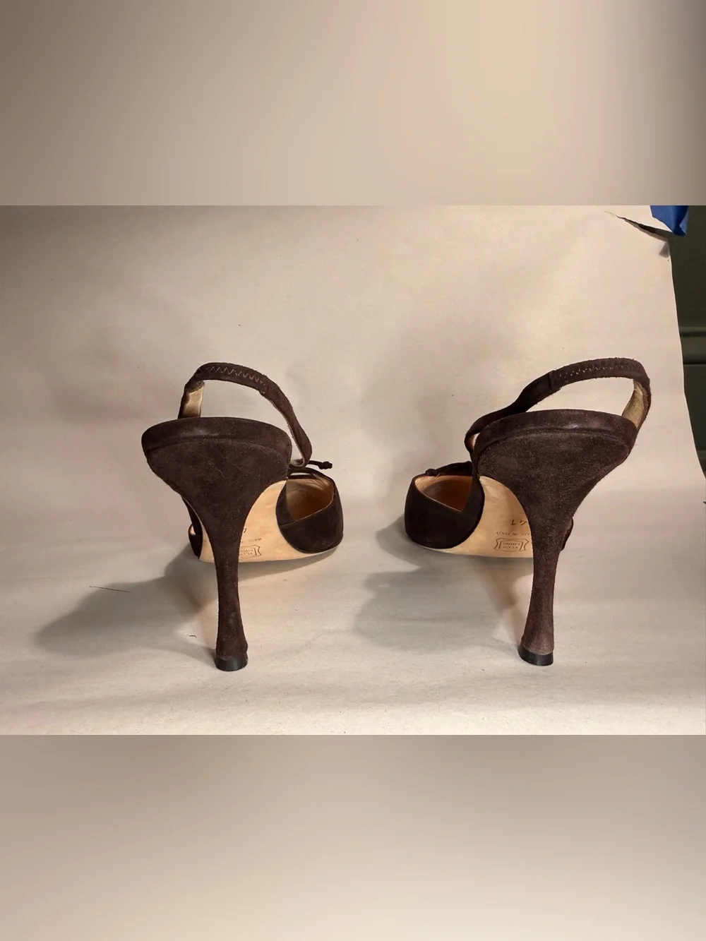 Manolo Blahnik Brown Leather & Suede Slingback Heels | EU 41 / US 10–10.5